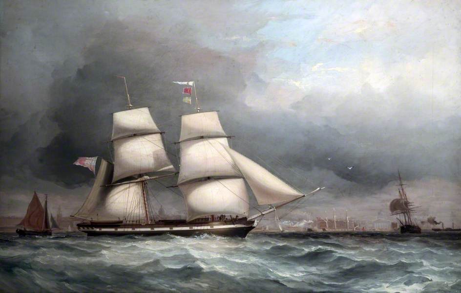 Wikioo.org - The Encyclopedia of Fine Arts - Painting, Artwork by James Harris Senior - Sailing Ship in the Mersey off Liverpool