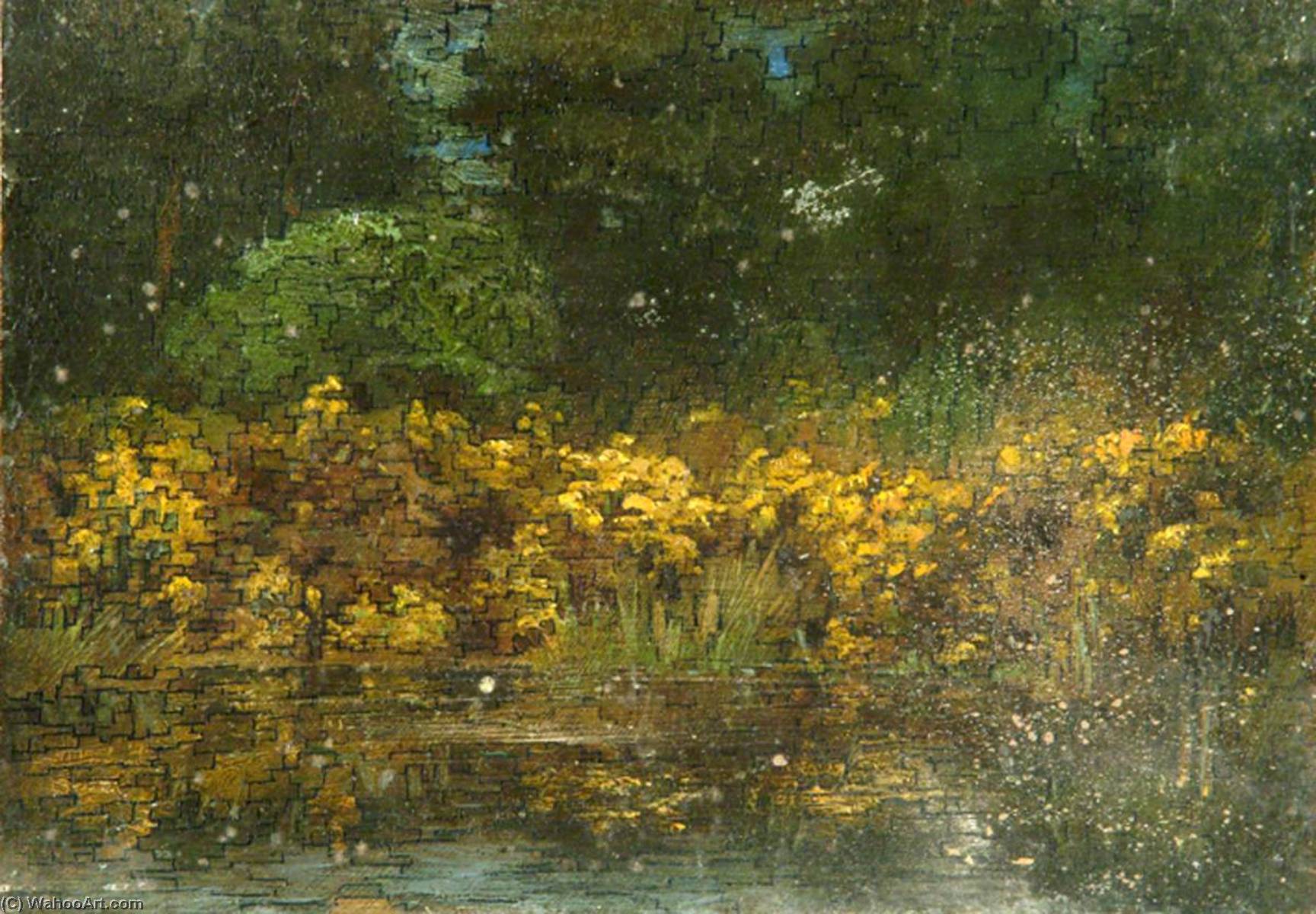 Wikioo.org - The Encyclopedia of Fine Arts - Painting, Artwork by Sidney Herbert Sime - Yellow Bushes by a Pond