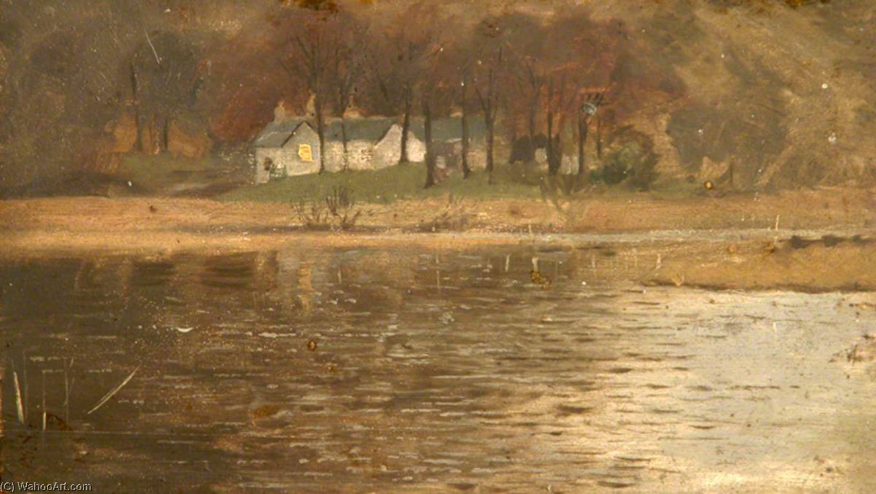 WikiOO.org - Encyclopedia of Fine Arts - Lukisan, Artwork Sidney Herbert Sime - House by a Lake