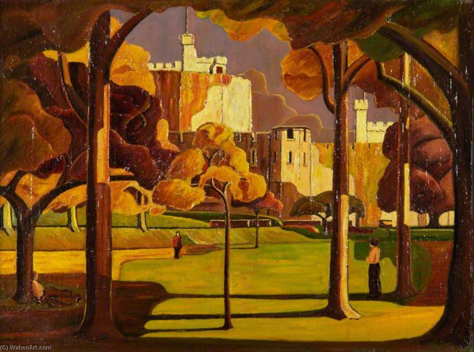 Wikioo.org - The Encyclopedia of Fine Arts - Painting, Artwork by Charles Byrd - Cardiff Castle, an Autumn Scene