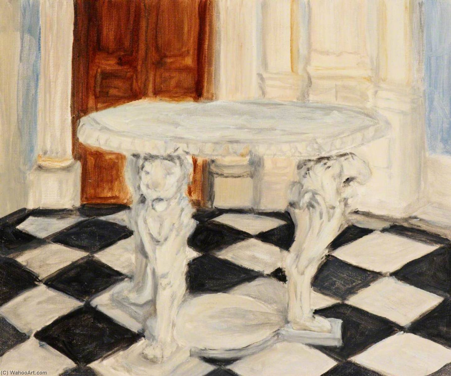 Wikioo.org - The Encyclopedia of Fine Arts - Painting, Artwork by Myfanwy Baker - Marble Table at Orleans House, Twickenham