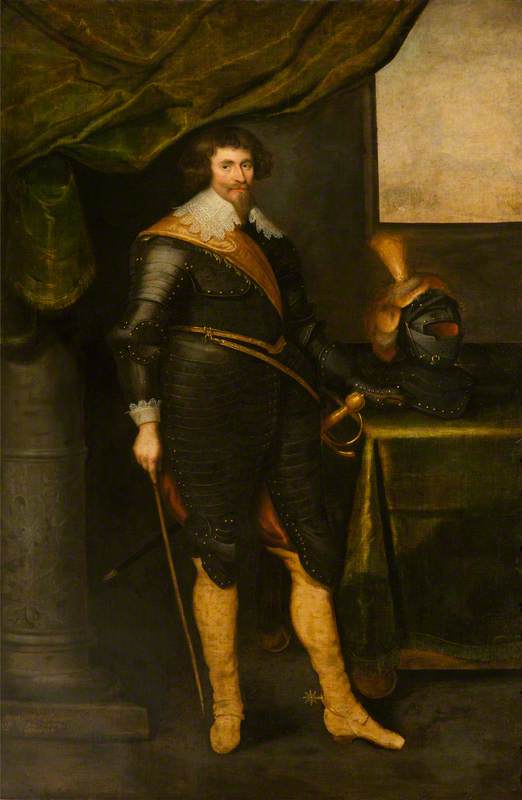 Wikioo.org - The Encyclopedia of Fine Arts - Painting, Artwork by George Jamesone - Portrait of a Man (said to be Robert, Mester Erskine, probably Colonel Alexander Erskine of Cambuskenneth, d.1640)