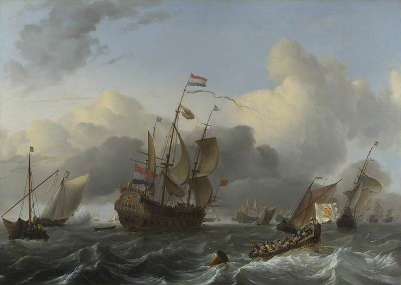 Wikioo.org - The Encyclopedia of Fine Arts - Painting, Artwork by Ludolf Backhuysen - The Eendracht and a Fleet of Dutch Men of war