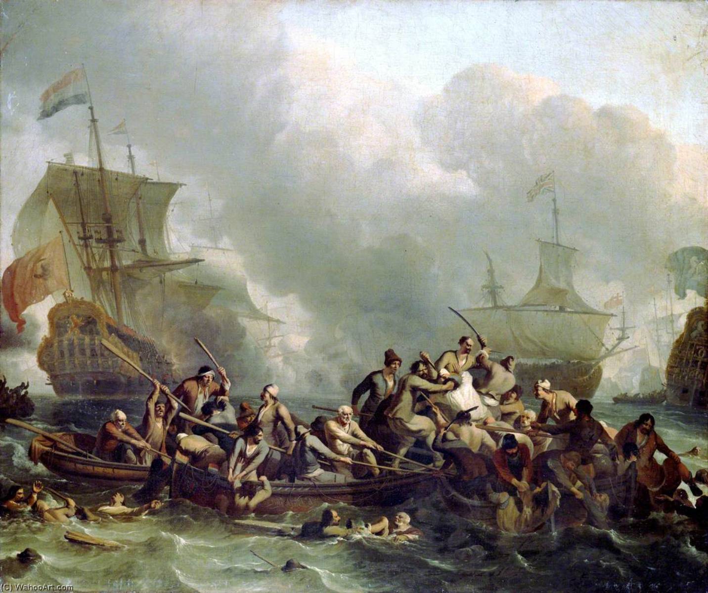 Wikioo.org - Bách khoa toàn thư về mỹ thuật - Vẽ tranh, Tác phẩm nghệ thuật Ludolf Backhuysen - The Battle of Texel, 11 August 1673