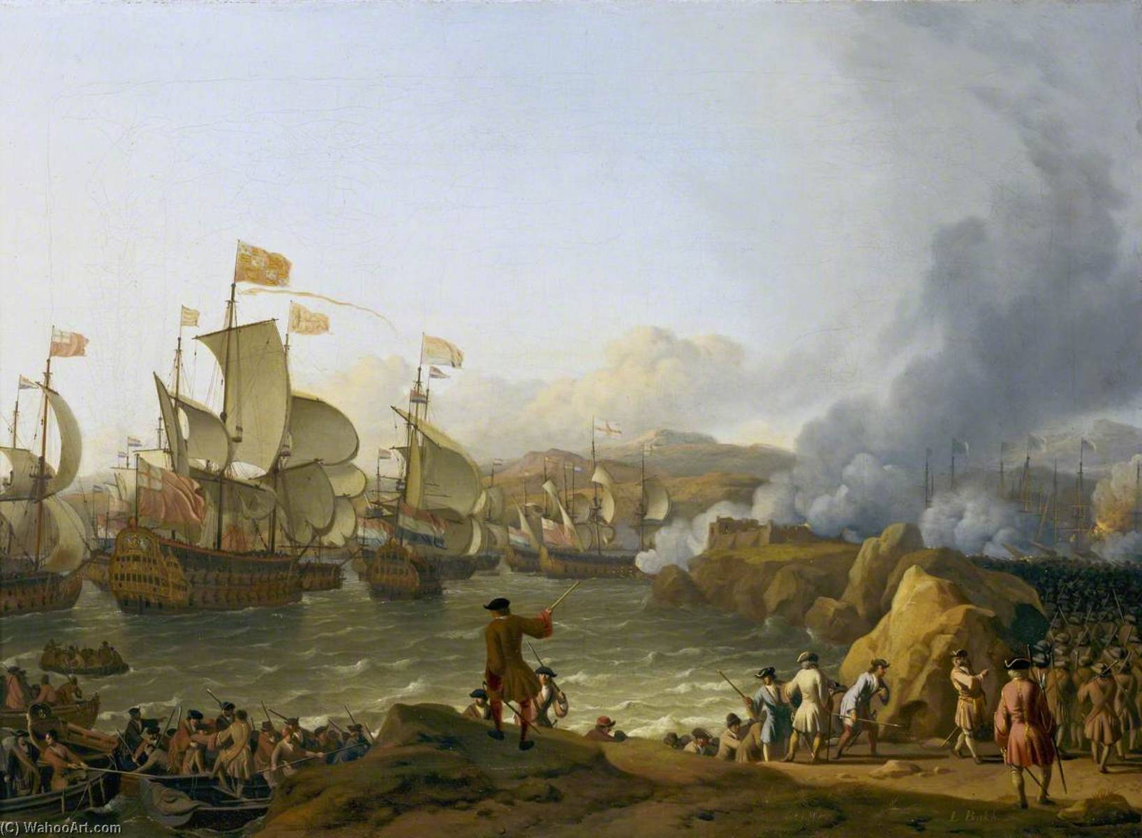 Wikioo.org - The Encyclopedia of Fine Arts - Painting, Artwork by Ludolf Backhuysen - The Battle of Vigo Bay, 12 October 1702