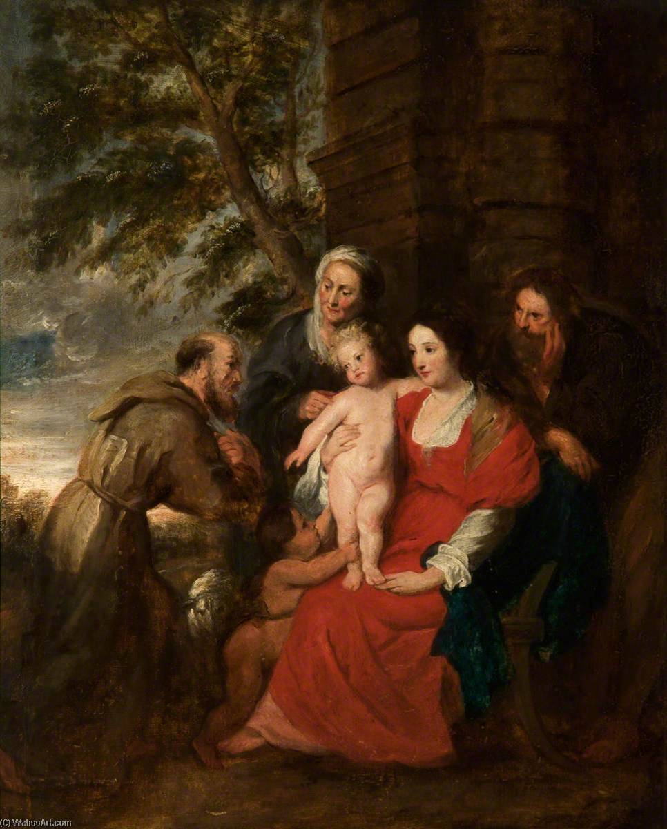 WikiOO.org - Encyclopedia of Fine Arts - Lukisan, Artwork Thomas Robson - Holy Family with Saint Elizabeth and Saint Francis (copy after Peter Paul Rubens)