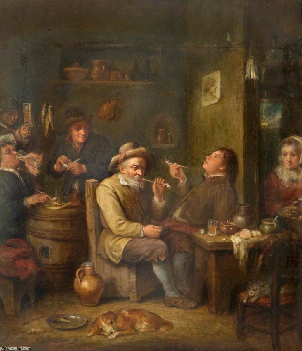Wikioo.org - The Encyclopedia of Fine Arts - Painting, Artwork by Thomas Robson - Flemish Pleasures (copy after David Teniers II)