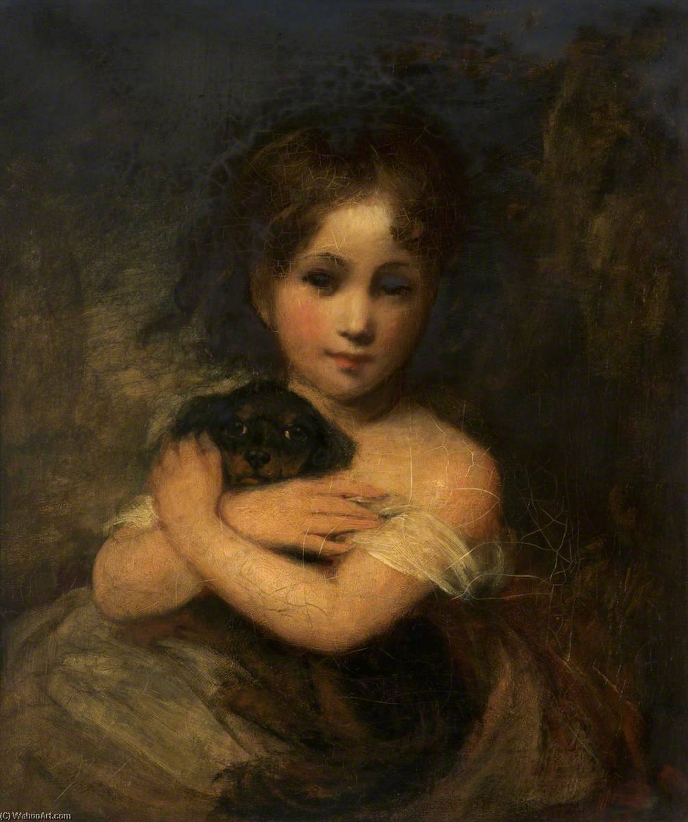Wikioo.org - The Encyclopedia of Fine Arts - Painting, Artwork by Thomas Robson - A Girl and a Dog