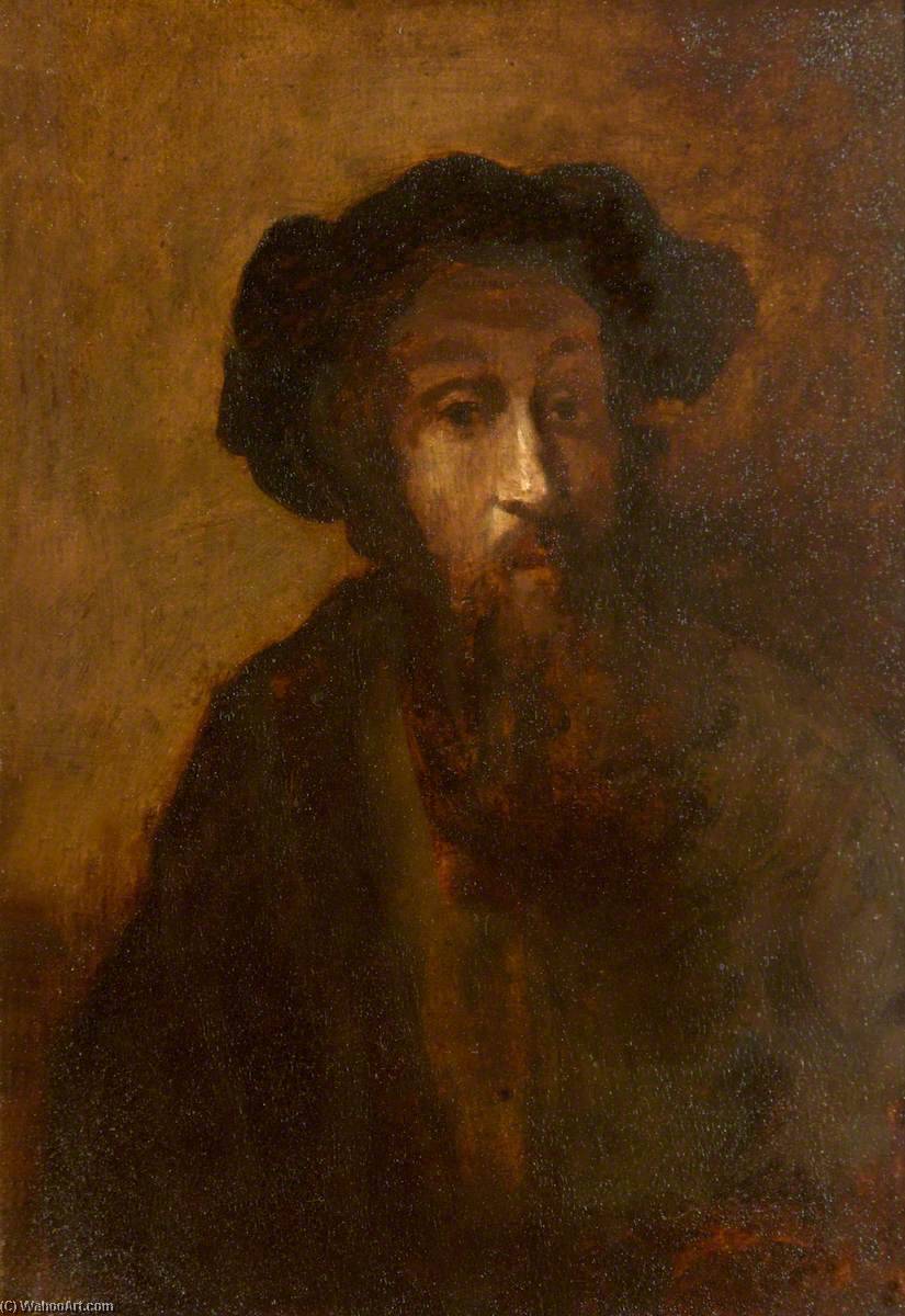 Wikioo.org - The Encyclopedia of Fine Arts - Painting, Artwork by Thomas Robson - A Bearded Man in a Cap (copy after Rembrandt van Rijn)