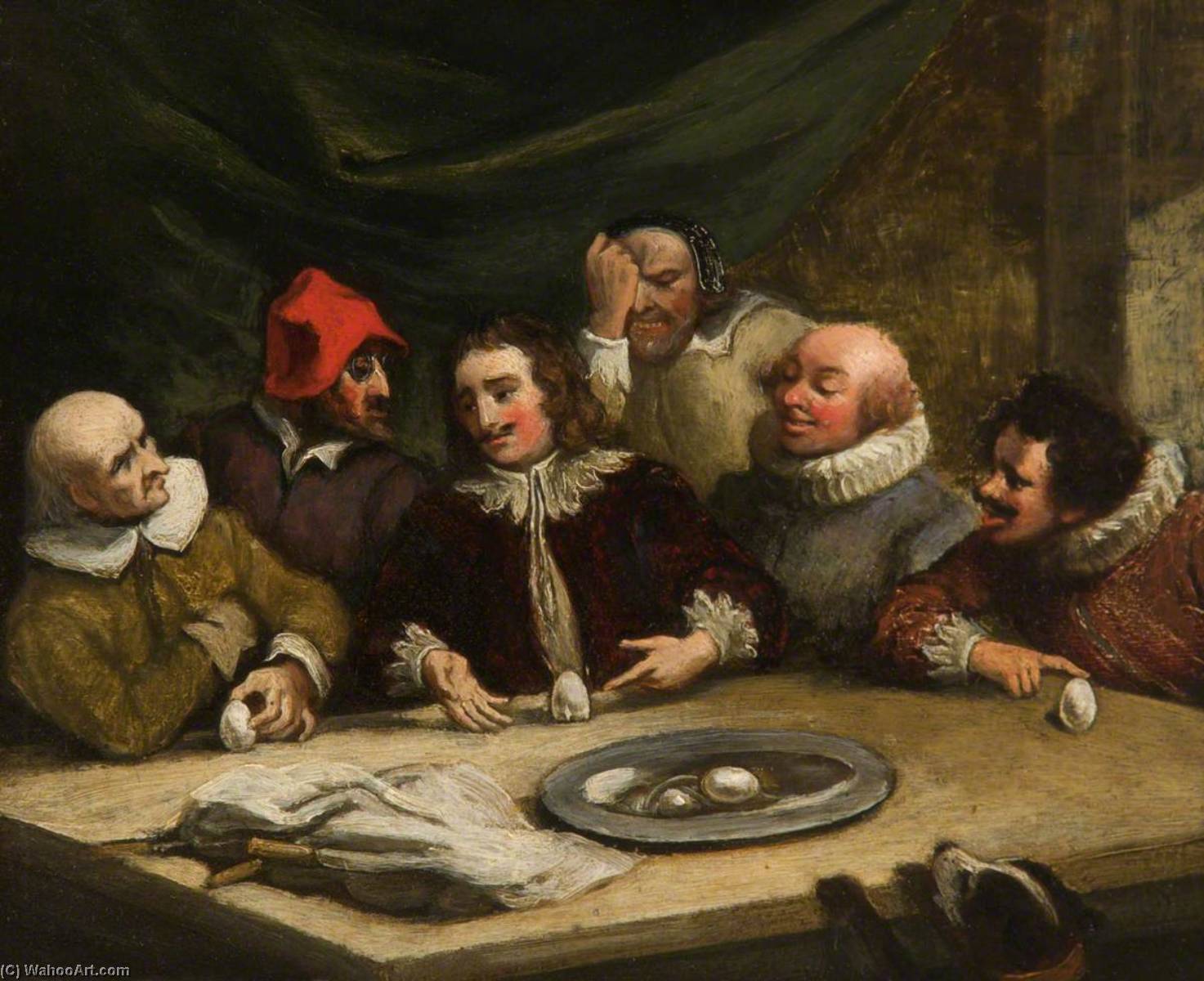 Wikioo.org - The Encyclopedia of Fine Arts - Painting, Artwork by Thomas Robson - Columbus and the Egg (copy after William Hogarth)
