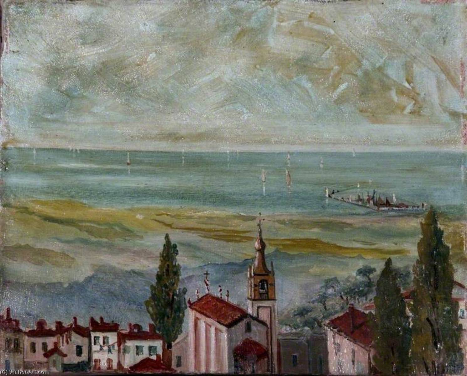 Wikioo.org - The Encyclopedia of Fine Arts - Painting, Artwork by Caroline Emily Gray Hill - European Coastal Town Looking Out to Sea