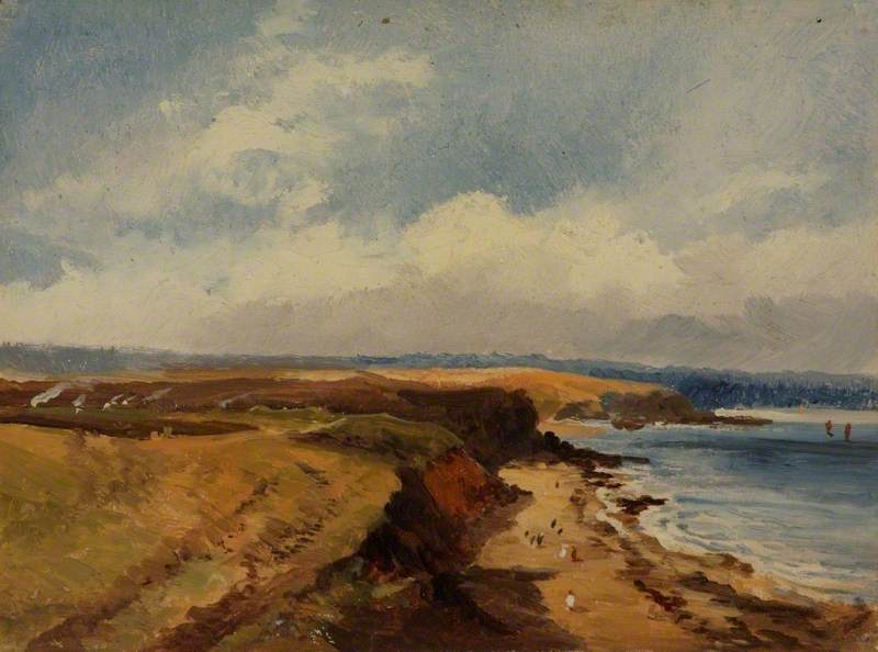 Wikioo.org - The Encyclopedia of Fine Arts - Painting, Artwork by George Hornblower Simms - Tynemouth Sands from the Clifftop