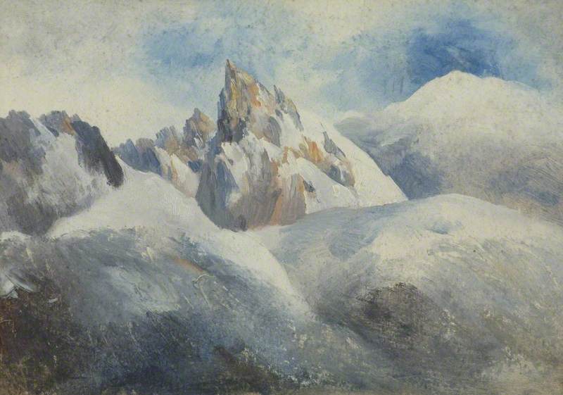 Wikioo.org - The Encyclopedia of Fine Arts - Painting, Artwork by George Hornblower Simms - Snow Covered Mountains, Cloudy Sky
