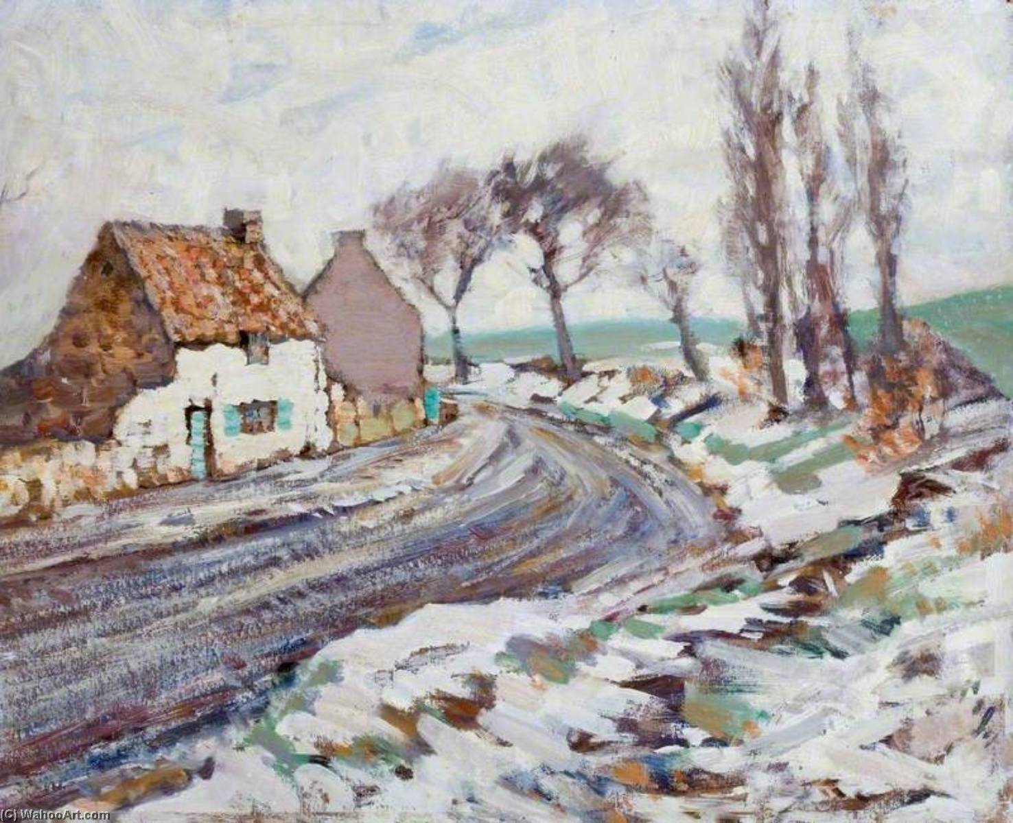 Wikioo.org - The Encyclopedia of Fine Arts - Painting, Artwork by Robert Ernest Mceune - Cottage Lane in Winter