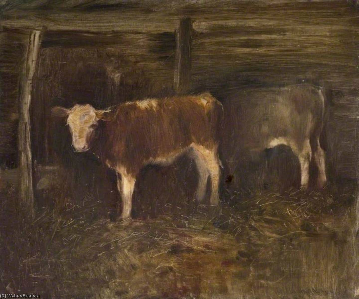 Wikioo.org - The Encyclopedia of Fine Arts - Painting, Artwork by Robert Ernest Mceune - Swiss Calves in the Bernese Oberland