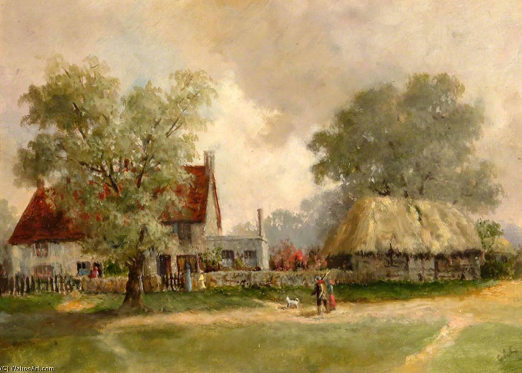 Wikioo.org - The Encyclopedia of Fine Arts - Painting, Artwork by Charles Langton Lockton - Village Green, South East Corner