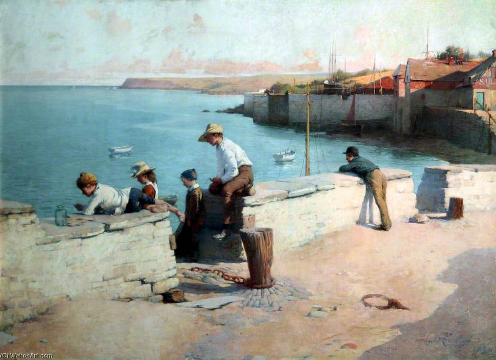 Wikioo.org - The Encyclopedia of Fine Arts - Painting, Artwork by Samuel Henry William Llewellyn - Evening at Padstow, Cornwall