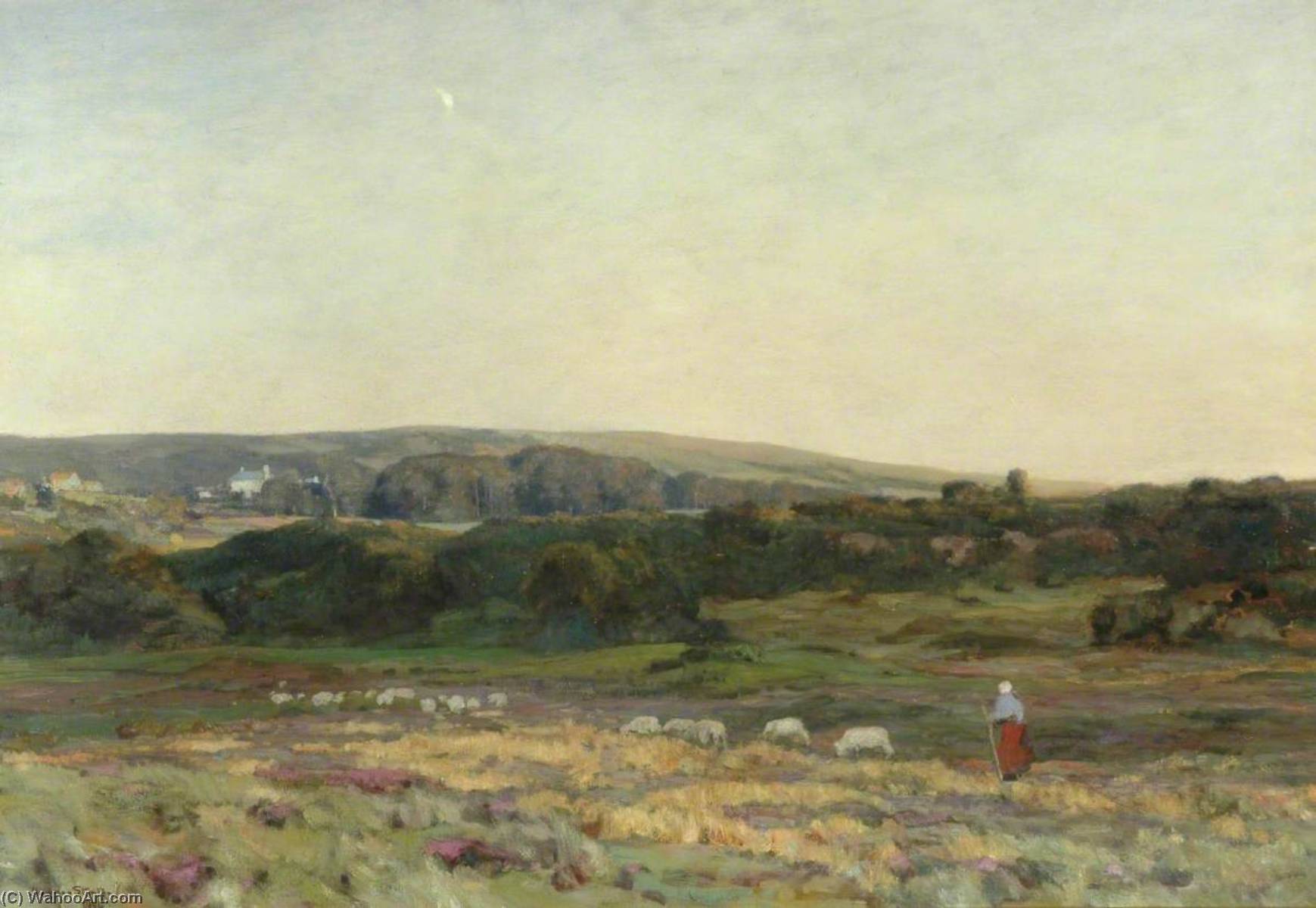 Wikioo.org - The Encyclopedia of Fine Arts - Painting, Artwork by Herbert Edwin Pelham Hughes Stanton - Evening Twilight, Studland, Dorset