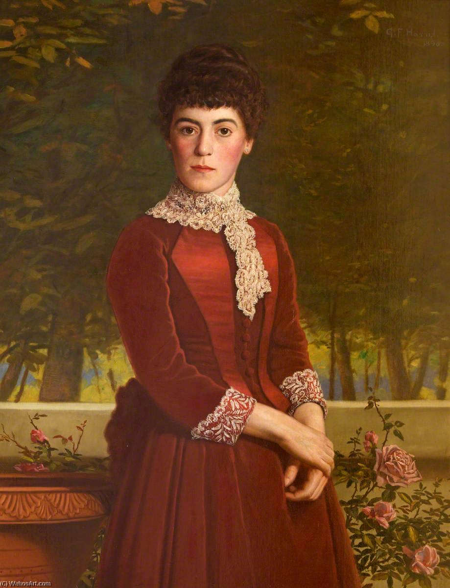 Wikioo.org - The Encyclopedia of Fine Arts - Painting, Artwork by George Frederick Harris - Portrait of a Woman in Red