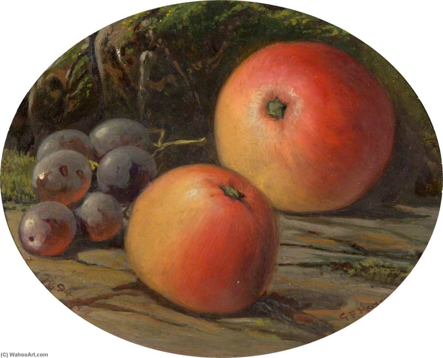 Wikioo.org - The Encyclopedia of Fine Arts - Painting, Artwork by George Frederick Harris - Apples and Grapes