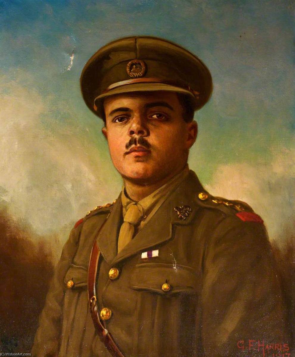 Wikioo.org - The Encyclopedia of Fine Arts - Painting, Artwork by George Frederick Harris - Captain Harold James Brown, MC, 12th Battalion, South Wales Borderers during the First World War