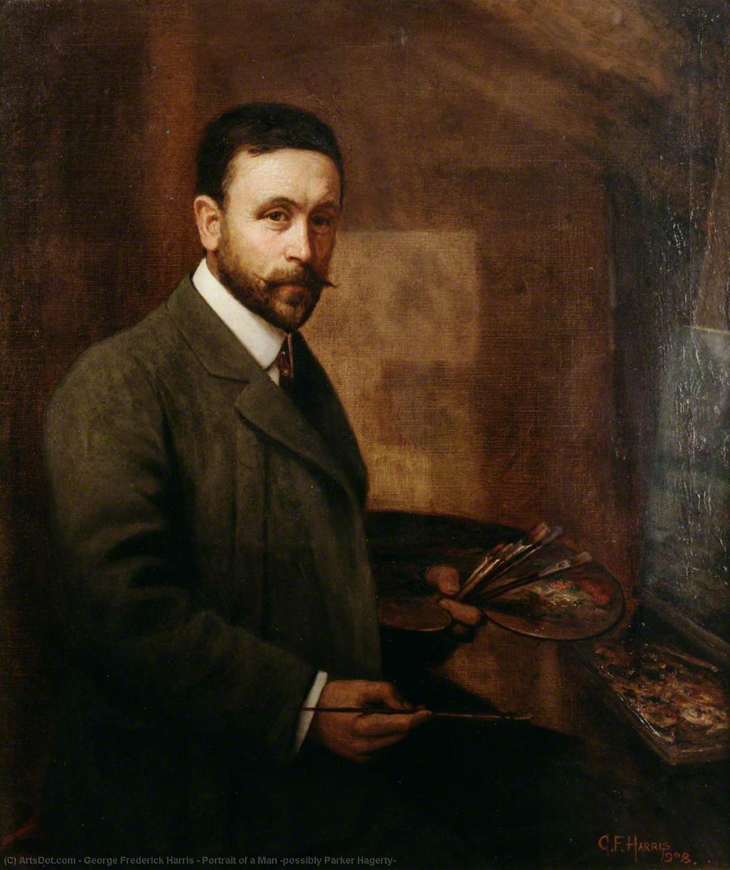 Wikioo.org - The Encyclopedia of Fine Arts - Painting, Artwork by George Frederick Harris - Portrait of a Man (possibly Parker Hagerty)