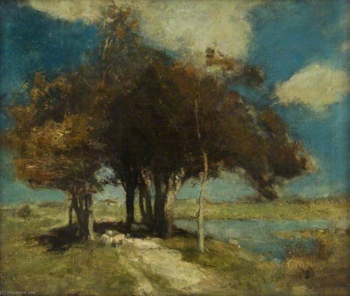 Wikioo.org - The Encyclopedia of Fine Arts - Painting, Artwork by Charles Hodge Mackie - Landscape with Sheep under Trees