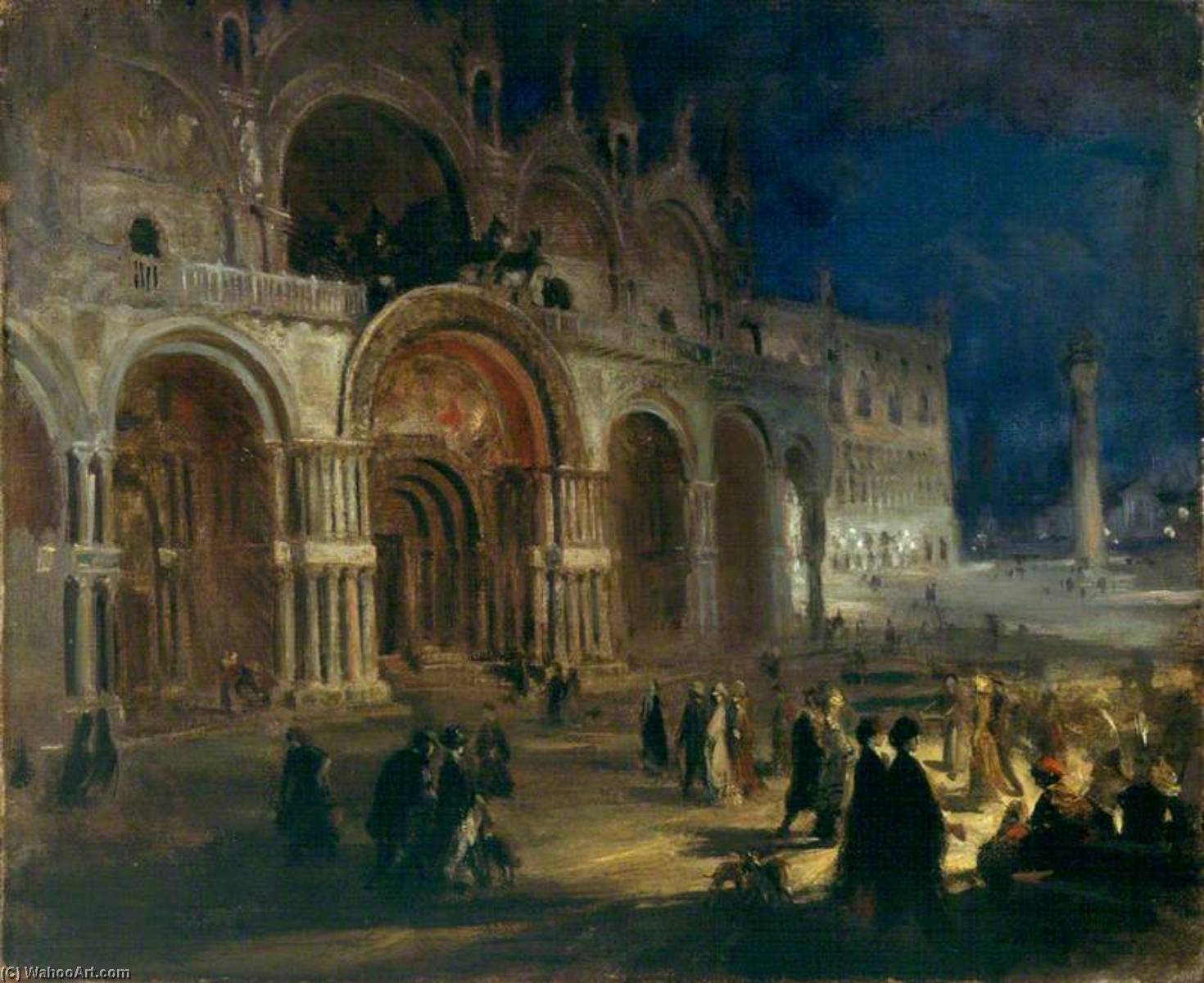 Wikioo.org - The Encyclopedia of Fine Arts - Painting, Artwork by Charles Hodge Mackie - St Mark's by Moonlight, Venice