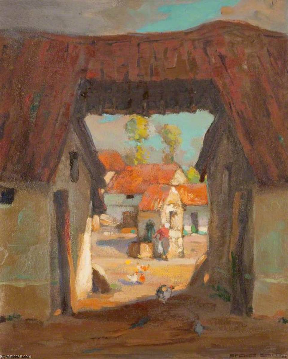 Wikioo.org - The Encyclopedia of Fine Arts - Painting, Artwork by John Guthrie Spence Smith - French Farmyard near Étaples