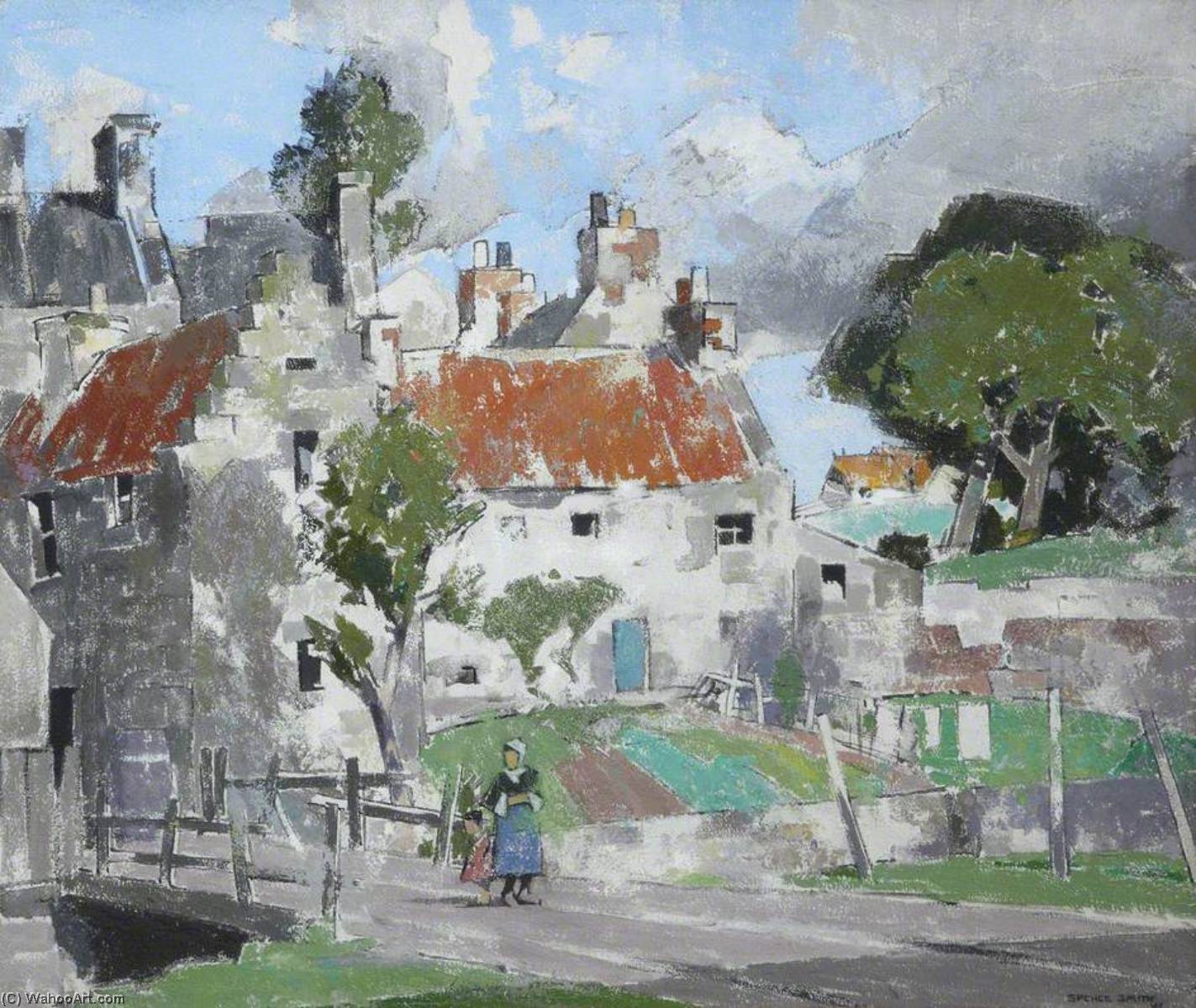 Wikioo.org - The Encyclopedia of Fine Arts - Painting, Artwork by John Guthrie Spence Smith - A Village in Fife