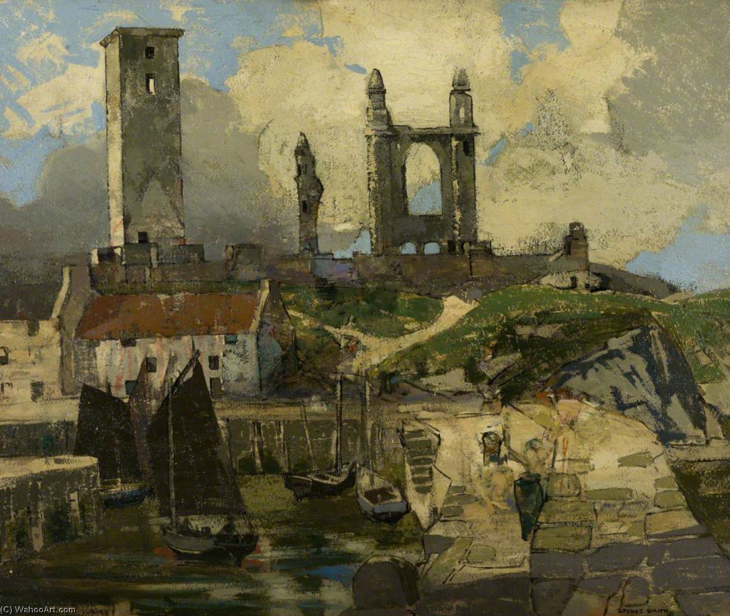 Wikioo.org - The Encyclopedia of Fine Arts - Painting, Artwork by John Guthrie Spence Smith - Abbey Ruins, St Andrews
