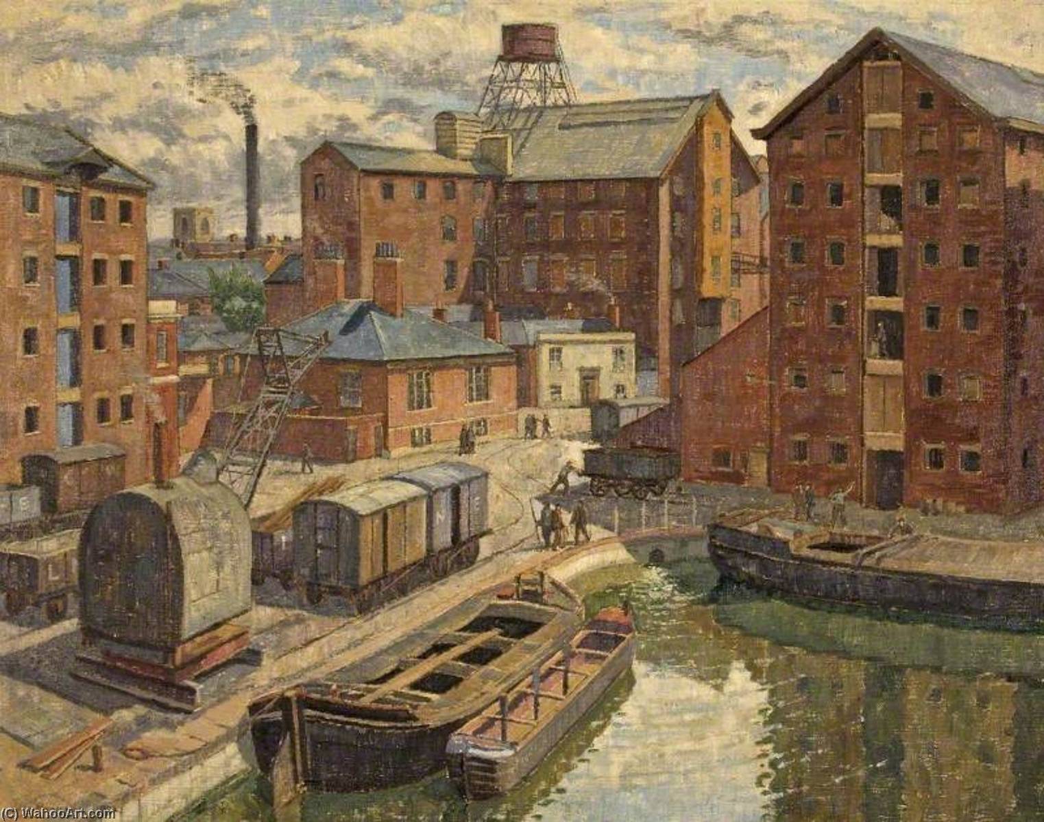 Wikioo.org - The Encyclopedia of Fine Arts - Painting, Artwork by Donald Ewart Milner - View of Gloucester Docks