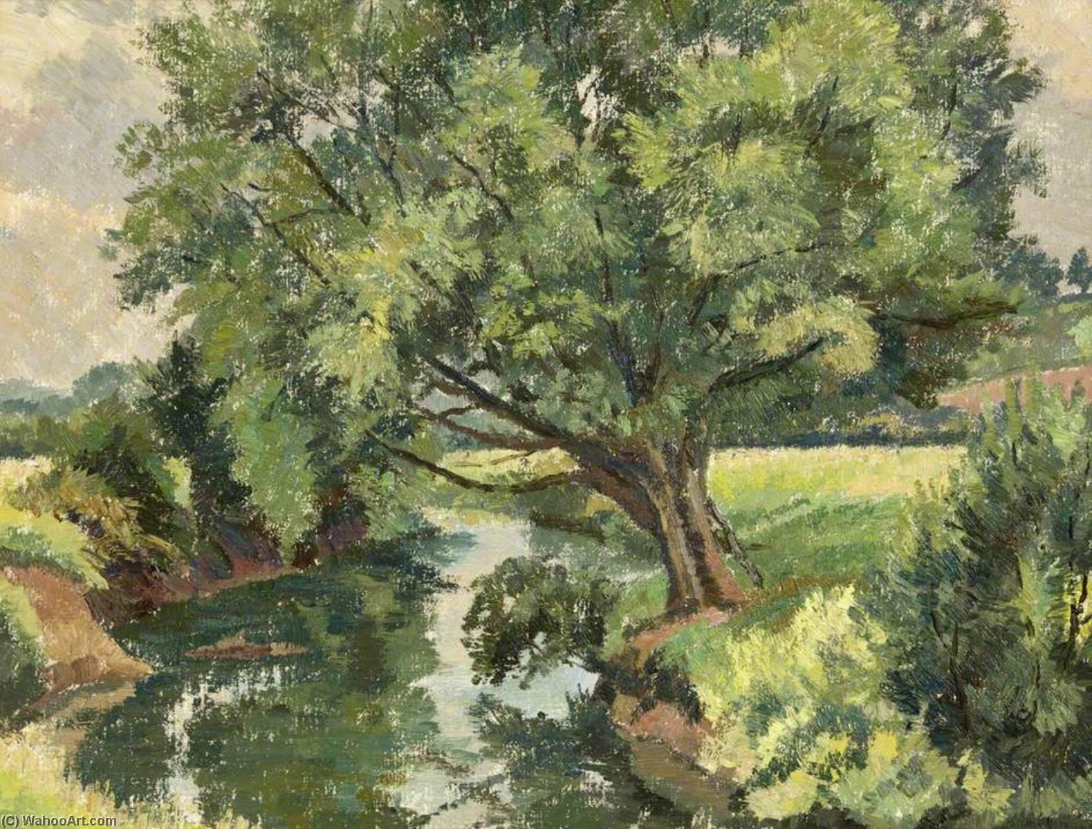 Wikioo.org - The Encyclopedia of Fine Arts - Painting, Artwork by Donald Ewart Milner - A Willow on the River Lugg