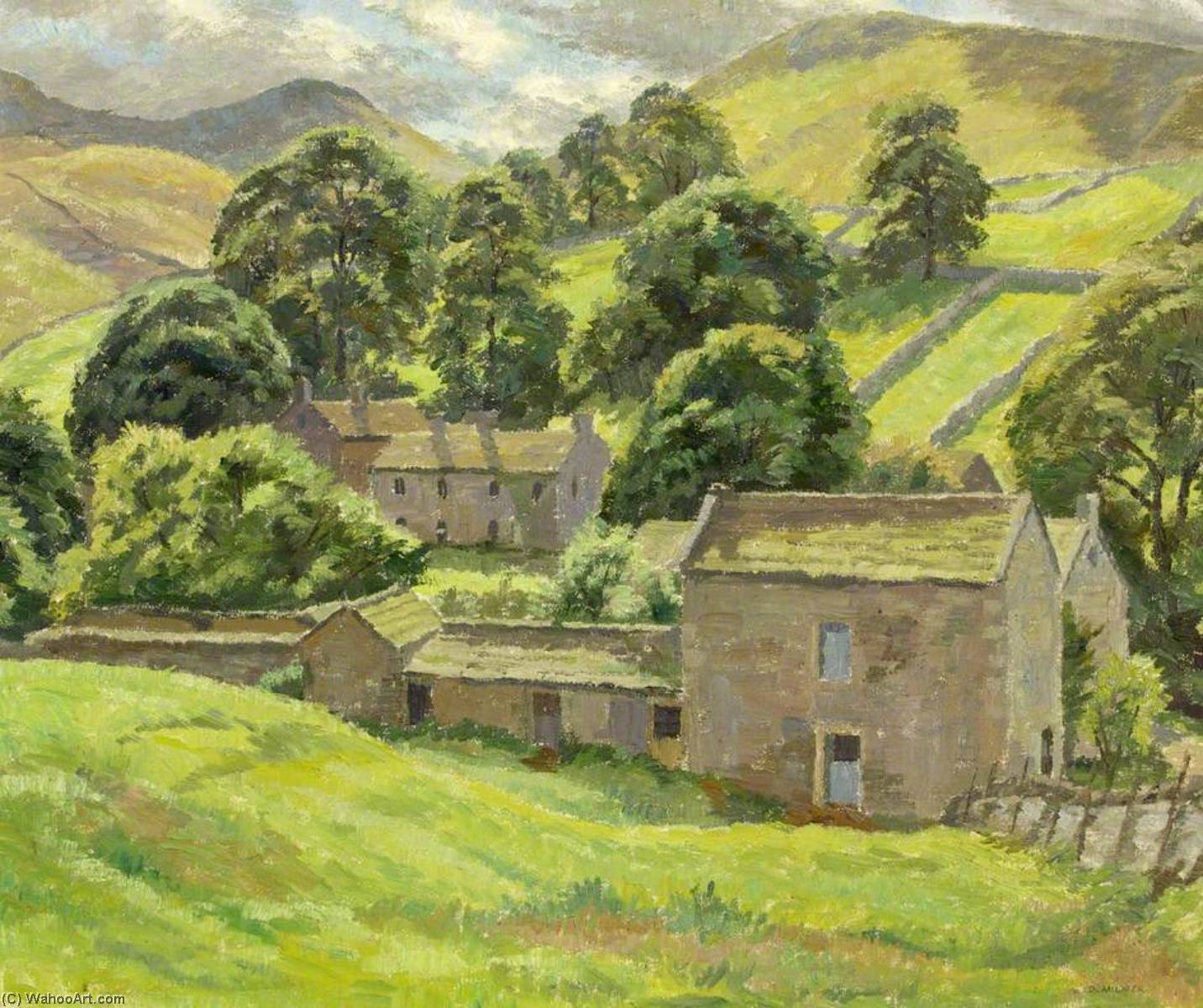 Wikioo.org - The Encyclopedia of Fine Arts - Painting, Artwork by Donald Ewart Milner - After Rain, Thorpe in Craven