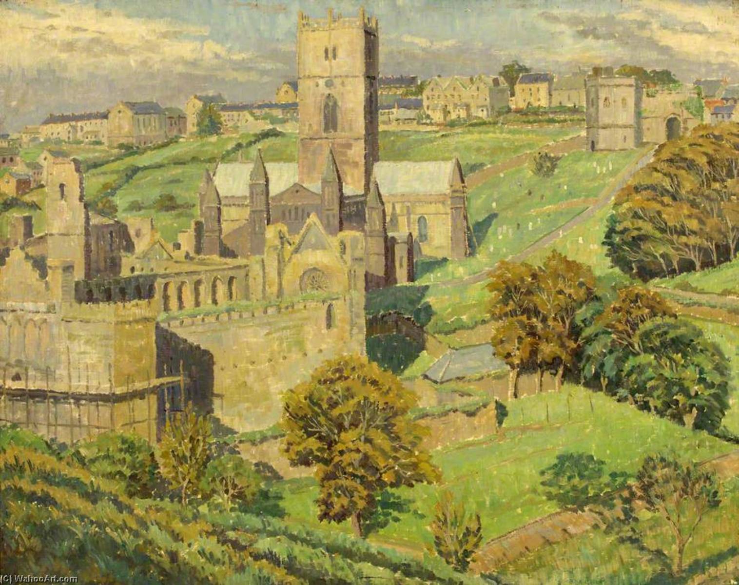 Wikioo.org - The Encyclopedia of Fine Arts - Painting, Artwork by Donald Ewart Milner - St David's Cathedral, Pembrokeshire