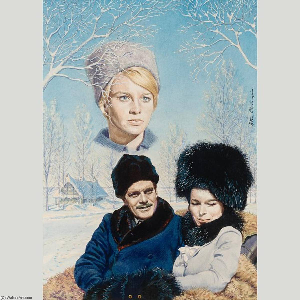 Wikioo.org - The Encyclopedia of Fine Arts - Painting, Artwork by Boris Chaliapin - Stars of Doctor Zhivago