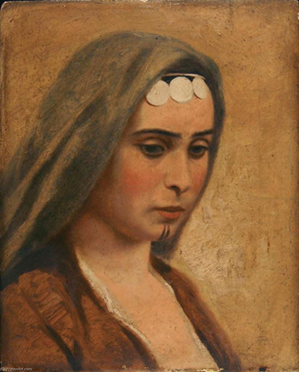 Wikioo.org - The Encyclopedia of Fine Arts - Painting, Artwork by Miner Kilbourne Kellogg - Head of an Arab Girl