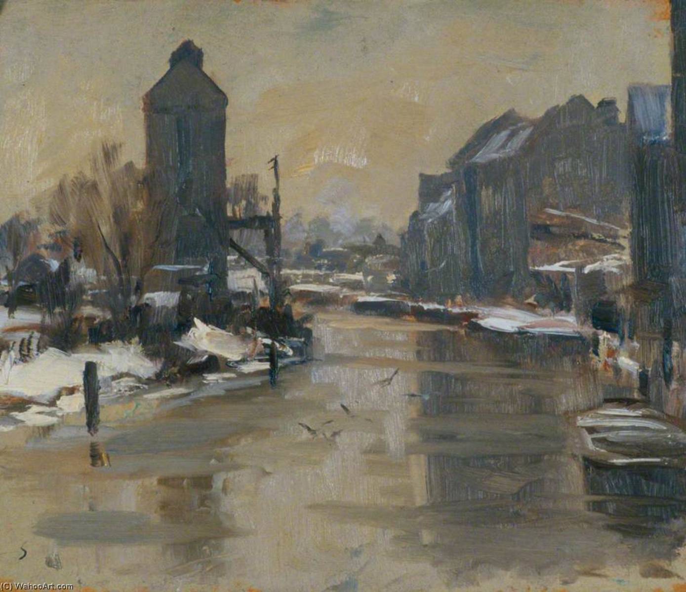 Wikioo.org - The Encyclopedia of Fine Arts - Painting, Artwork by Edward Brian Seago - The Frozen River, Norwich
