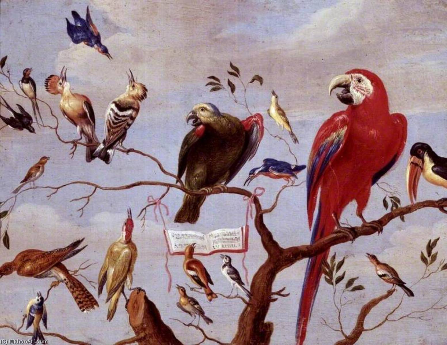Wikioo.org - สารานุกรมวิจิตรศิลป์ - จิตรกรรม Jan Van Kessel The Elder - A Chorus of Birds