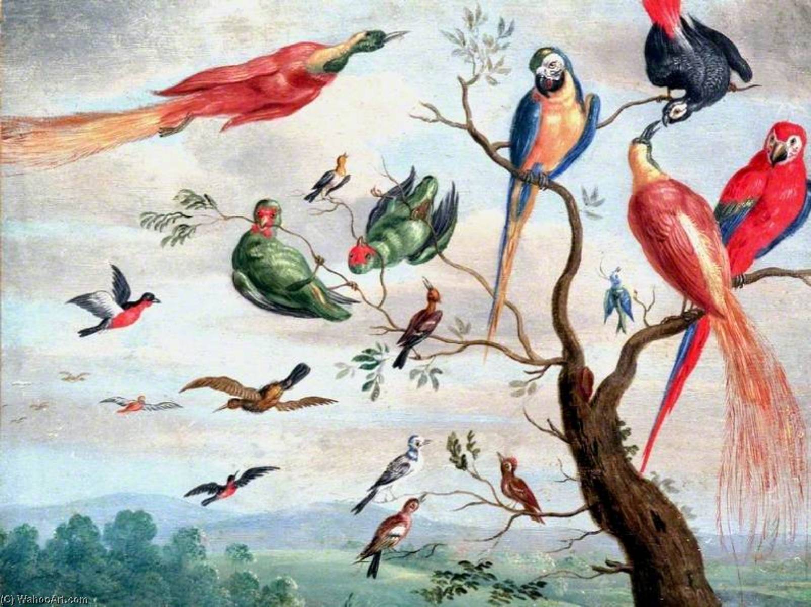 Wikioo.org - The Encyclopedia of Fine Arts - Painting, Artwork by Jan Van Kessel The Elder - The Chorus of Birds