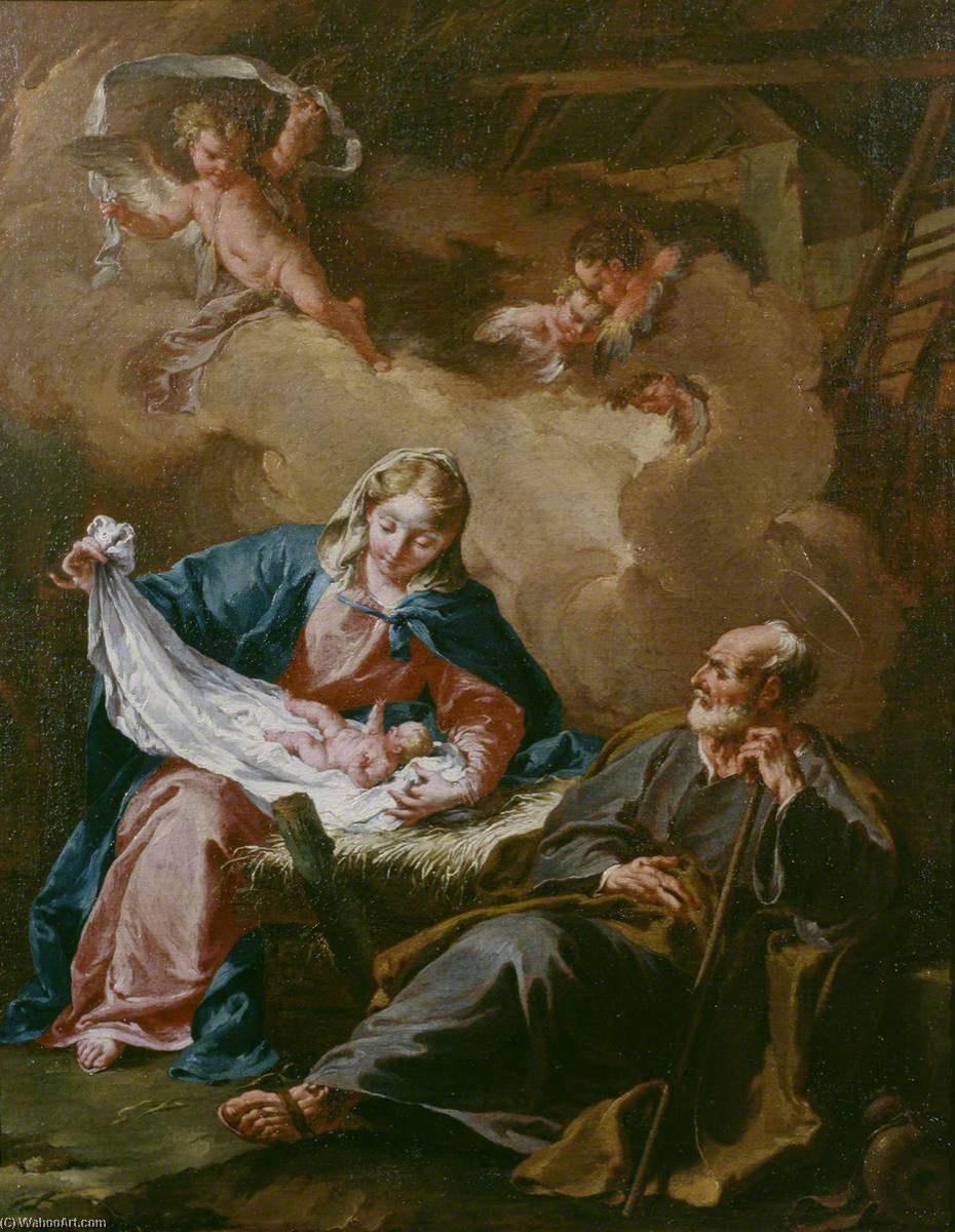 Wikioo.org - The Encyclopedia of Fine Arts - Painting, Artwork by Giovanni Battista Pittoni The Younger - Holy Family