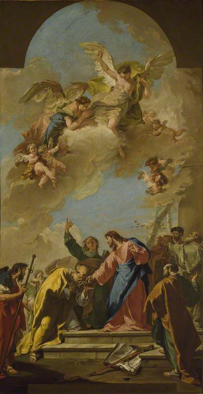 Wikioo.org - The Encyclopedia of Fine Arts - Painting, Artwork by Giovanni Battista Pittoni The Younger - Christ's Charge to St Peter