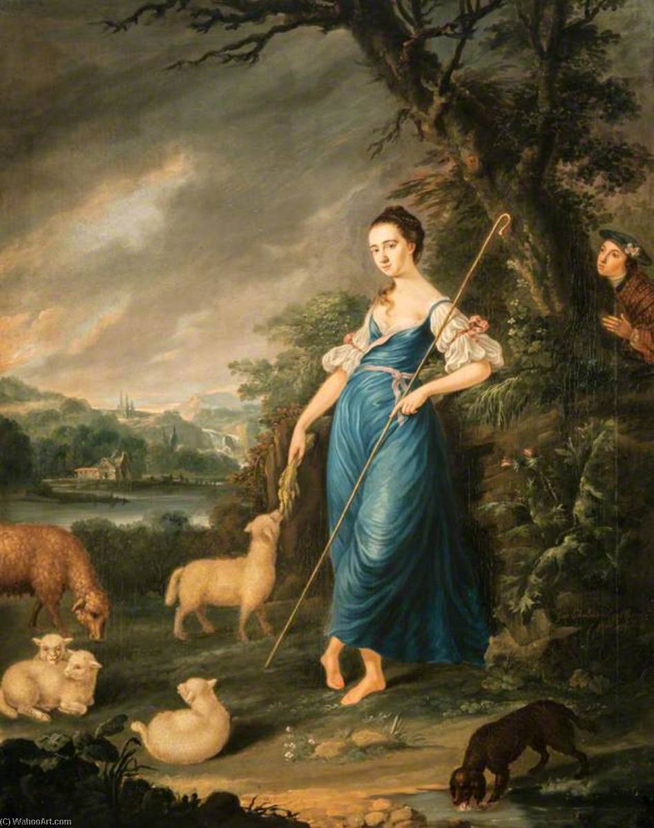 Wikioo.org - The Encyclopedia of Fine Arts - Painting, Artwork by George Paul Chalmers - A Shepherdess Spied upon in a Landscape