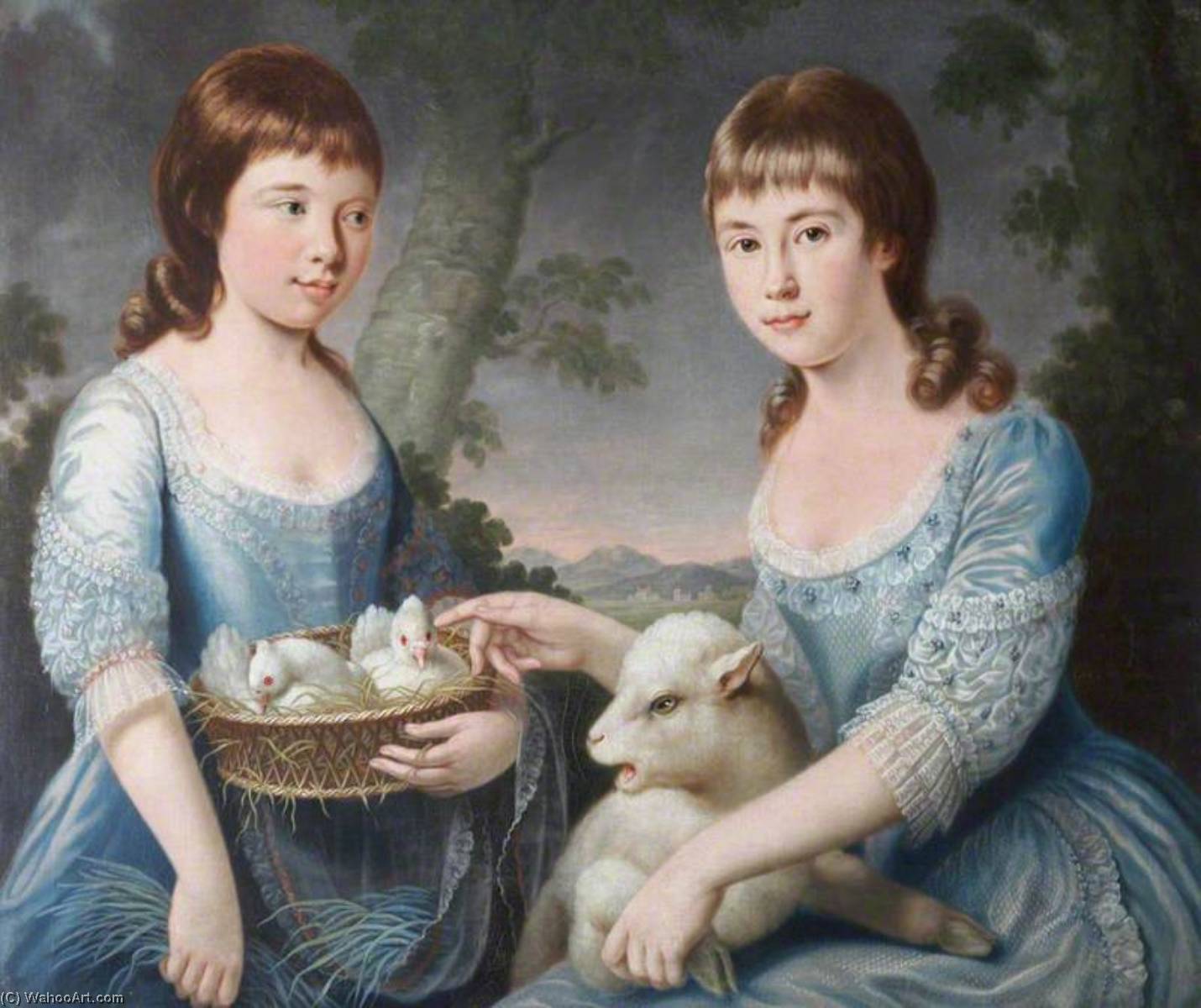 Wikioo.org - The Encyclopedia of Fine Arts - Painting, Artwork by George Paul Chalmers - Elizabeth Chichester (1768–1825), and Mary Chichester (1771–1820), as Children, Aged 9 and 5