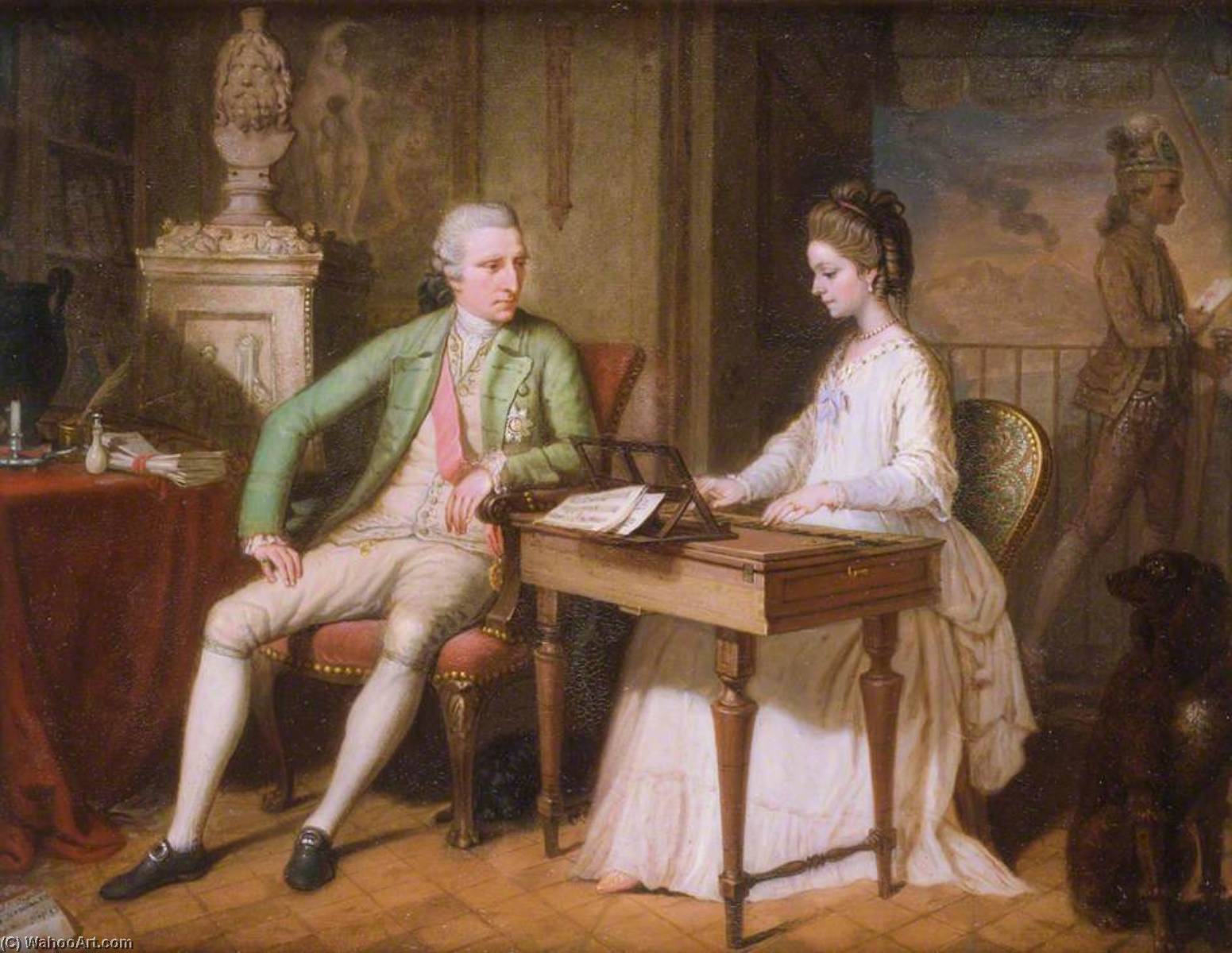 WikiOO.org - אנציקלופדיה לאמנויות יפות - ציור, יצירות אמנות David Allan - Sir William Hamilton (1730–1803), and the First Lady Hamilton (1765–1815), in Their Apartment in Naples