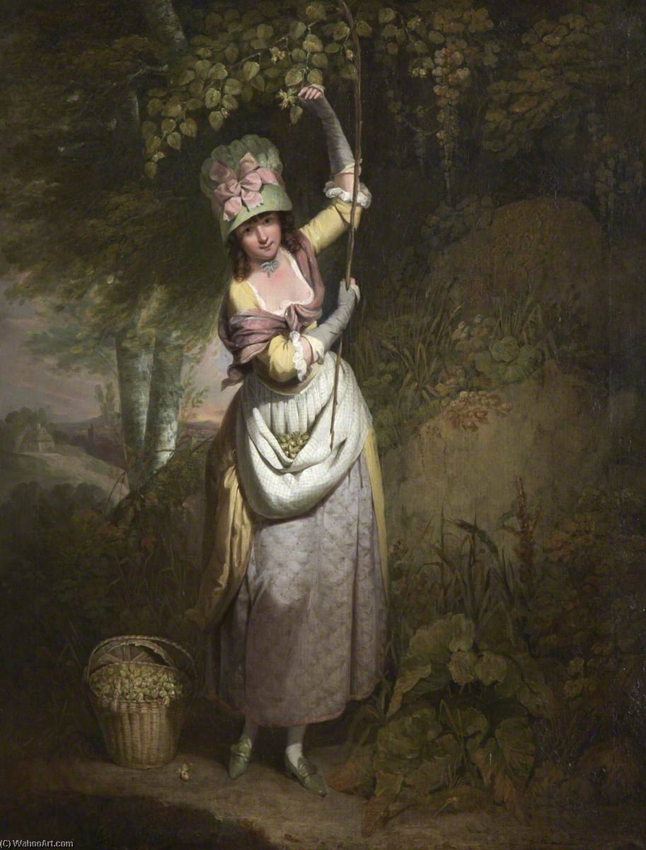 Wikioo.org – L'Enciclopedia delle Belle Arti - Pittura, Opere di William Redmore Bigg - una ragazza raccolta  nocciole