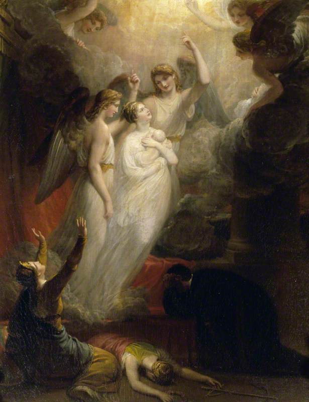 Wikioo.org - The Encyclopedia of Fine Arts - Painting, Artwork by Henry Howard - The Apotheosis of Princess Charlotte Augusta (1796–1817), Princess of Wales