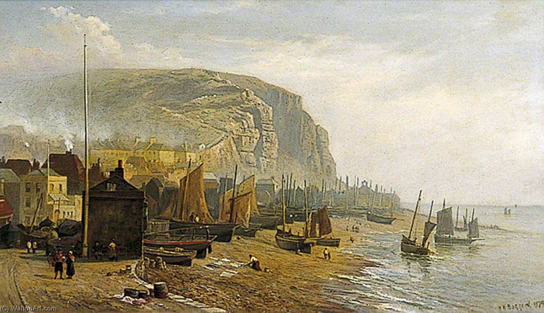 Wikioo.org - The Encyclopedia of Fine Arts - Painting, Artwork by William Henry Borrow - Hastings Beach, East Sussex