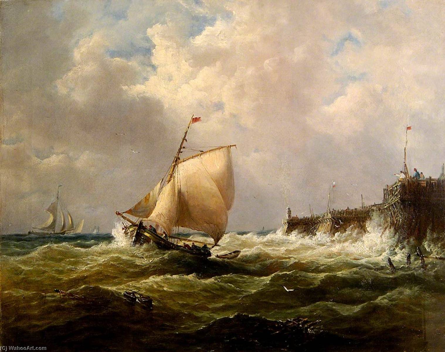 Wikioo.org - The Encyclopedia of Fine Arts - Painting, Artwork by John Moore Of Ipswich - Shipping at Harbour Mouth