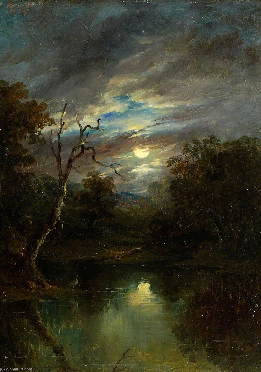 Wikioo.org - The Encyclopedia of Fine Arts - Painting, Artwork by John Moore Of Ipswich - Moonlit Landscape